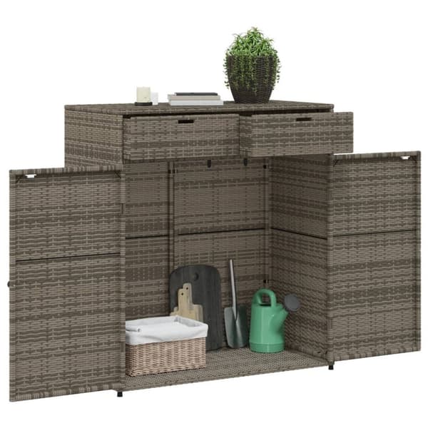 vidaXL Puutarhan säilytyskaappi harmaa 105x55x113 cm polyrottinki -  Ulkotilan säilytyslaatikot