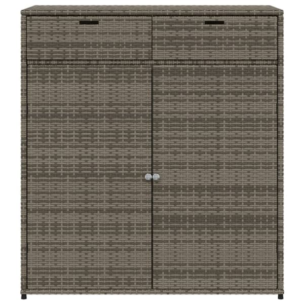 vidaXL Puutarhan säilytyskaappi harmaa 105x55x113 cm polyrottinki -  Ulkotilan säilytyslaatikot