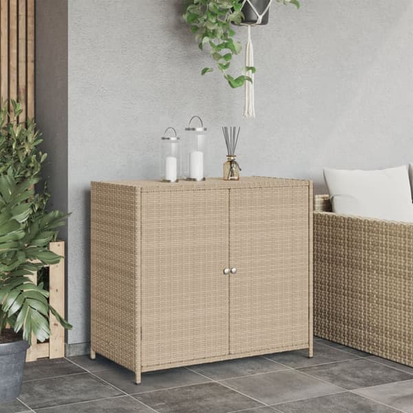 vidaXL Trädgårdsskåp beige 83x45x76 cm konstrotting - Dynboxar