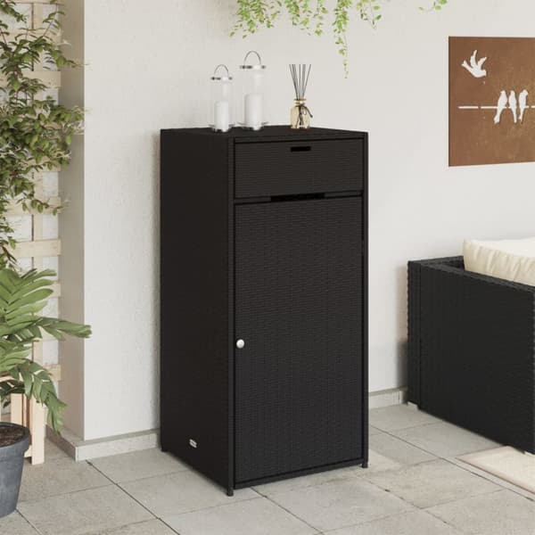 vidaXL opbevaringsskab til haven 55x55x111 cm polyrattan sort -  Udendørs opbevaringskasser