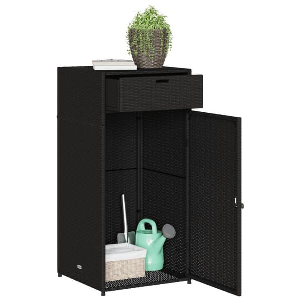 vidaXL opbevaringsskab til haven 55x55x111 cm polyrattan sort -  Udendørs opbevaringskasser