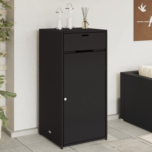 vidaXL opbevaringsskab til haven 55x55x111 cm polyrattan sort -  Udendørs opbevaringskasser