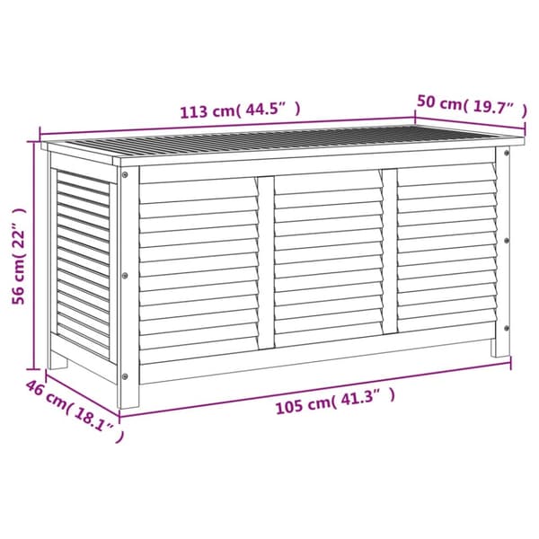 vidaXL Ulkosäilytyslaatikko säleiköllä 113x50x56 cm täysi akasiapuu -  Ulkotilan säilytyslaatikot