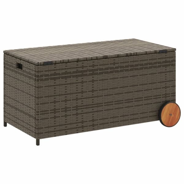 vidaXL opbevaringsboks med hjul 190 l polyrattan grå -  Udendørs opbevaringskasser