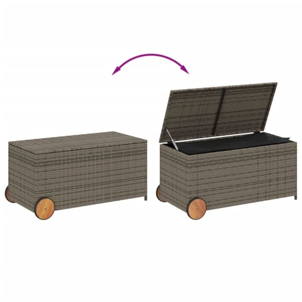 vidaXL opbevaringsboks med hjul 190 l polyrattan grå -  Udendørs opbevaringskasser