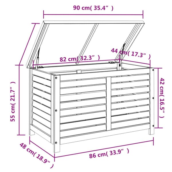 vidaXL opbevaringsboks til haven 90x48x55 cm massivt akacietræ -  Udendørs opbevaringskasser