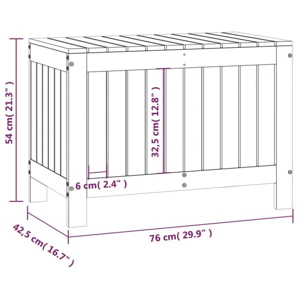 vidaXL Säilytyslaatikko valkoinen 76x42,5x54 cm täysi mänty -  Ulkotilan säilytyslaatikot