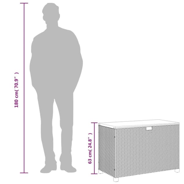 vidaXL Puutarhan säilytyslaatikko harmaa 110x55x63 cm polyrottinki - Ulkotilan säilytyslaatikot