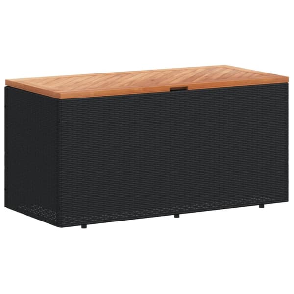 vidaXL opbevaringsboks til haven 110x50x54 cm polyrattan akacie sort -  Udendørs opbevaringskasser