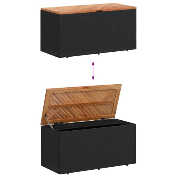 vidaXL opbevaringsboks til haven 110x50x54 cm polyrattan akacie sort -  Udendørs opbevaringskasser