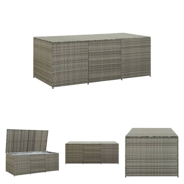 The Living Store Puutarhan säilytyslaatikko polyrottinki 180x90x70 cm harmaa -  Ulkotilan säilytyslaatikot