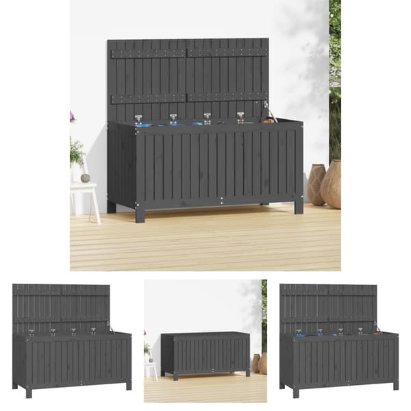 The Living Store Säilytyslaatikko harmaa 121x55x64 cm täysi mänty -  Ulkotilan säilytyslaatikot