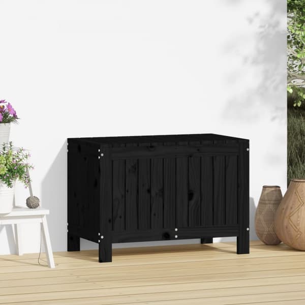 The Living Store Säilytyslaatikko musta 76x42,5x54 cm täysi mänty -  Ulkotilan säilytyslaatikot