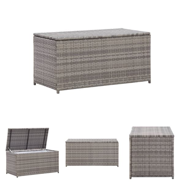The Living Store Puutarhan säilytyslaatikko polyrottinki 100x50x50 cm harmaa -  Ulkotilan säilytyslaatikot