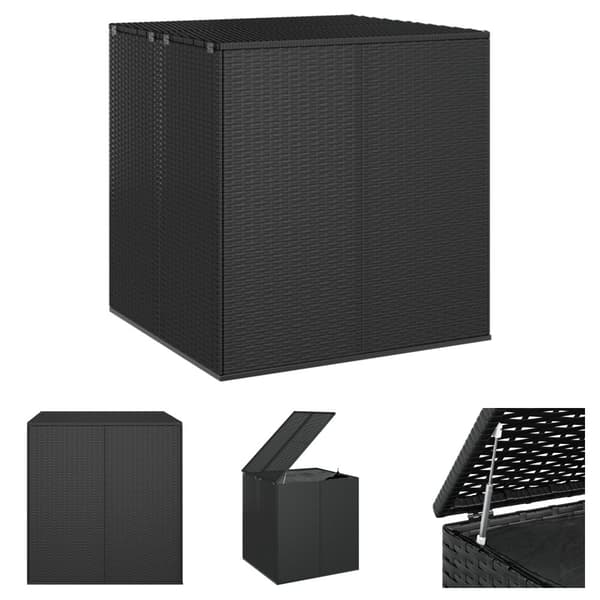 The Living Store hyndeboks 100x97,5x104 cm polyrattan sort -  Udendørs opbevaringskasser