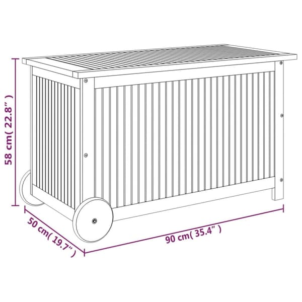 The Living Store Dynbox med hjul 90x50x58 cm massivt akaciaträ -  Dynboxar