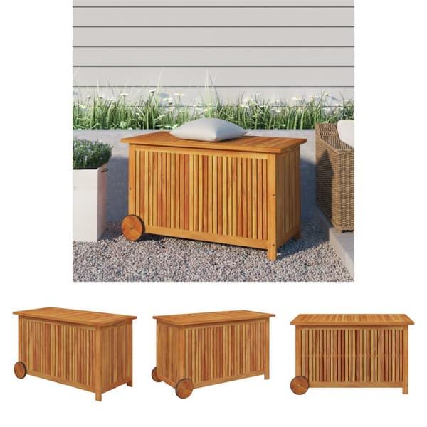 The Living Store Ulkosäilytyslaatikko pyörillä 90x50x58 cm täysi akasiapuu -  Ulkotilan säilytyslaatikot