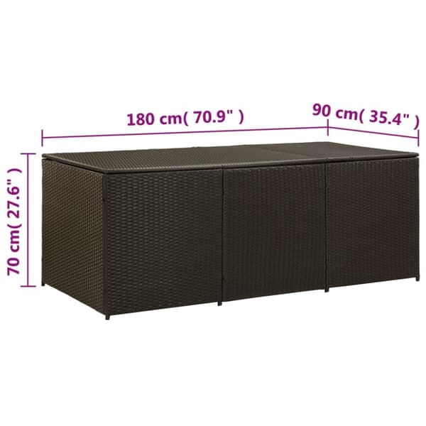 The Living Store Puutarhan säilytyslaatikko polyrottinki 180x90x70 cm ruskea - Ulkotilan säilytyslaatikot