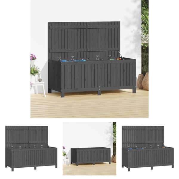 The Living Store opbevaringskasse til haven 147x68x64 cm massivt fyrretræ grå -  Udendørs opbevaringskasser