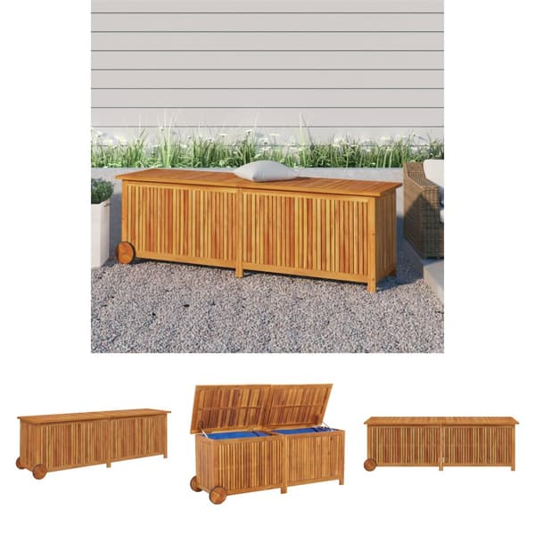 The Living Store Ulkosäilytyslaatikko pyörillä 150x50x58 cm täysi akasiapuu -  Ulkotilan säilytyslaatikot