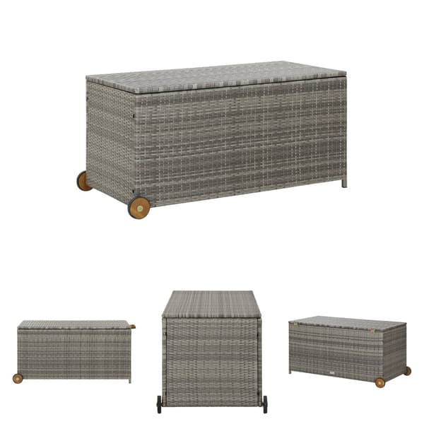 The Living Store Puutarhan säilytyslaatikko v.harmaa 120x65x61 cm polyrottinki -  Ulkotilan säilytyslaatikot