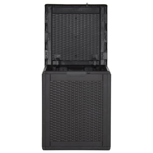 The Living Store opbevaringsboks til haven 90 l PP-rattan sort -  Udendørs opbevaringskasser