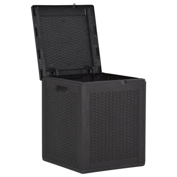 The Living Store opbevaringsboks til haven 90 l PP-rattan sort -  Udendørs opbevaringskasser