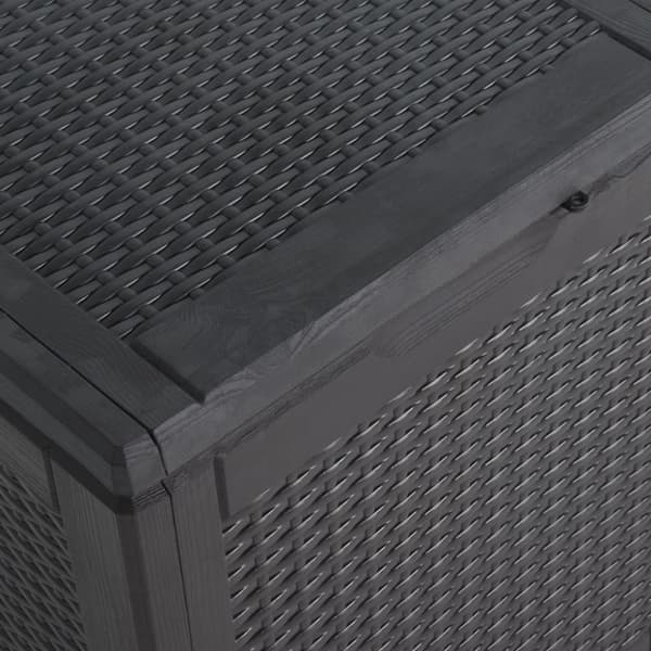 The Living Store opbevaringsboks til haven 90 l PP-rattan sort -  Udendørs opbevaringskasser