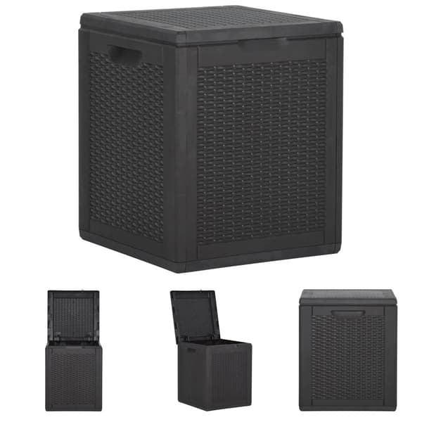 The Living Store opbevaringsboks til haven 90 l PP-rattan sort -  Udendørs opbevaringskasser