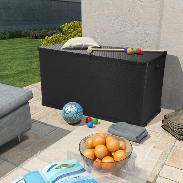 The Living Store udendørs opbevaringkasse 120x56x63 cm polyrattan antracitgrå -  Udendørs opbevaringskasser