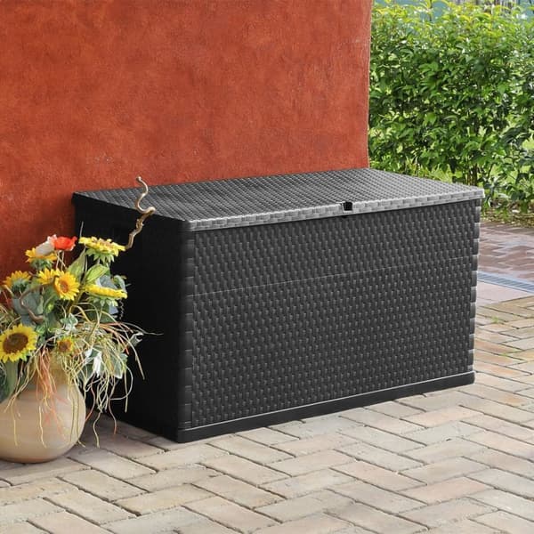 The Living Store udendørs opbevaringkasse 120x56x63 cm polyrattan antracitgrå -  Udendørs opbevaringskasser