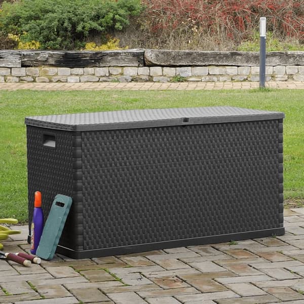 The Living Store udendørs opbevaringkasse 120x56x63 cm polyrattan antracitgrå -  Udendørs opbevaringskasser