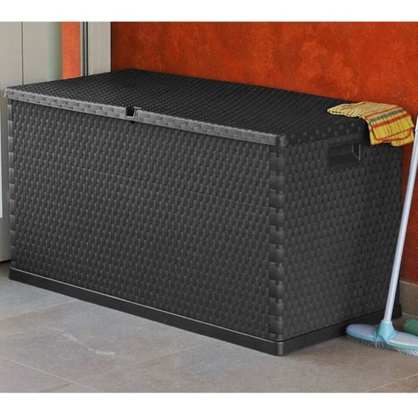 The Living Store udendørs opbevaringkasse 120x56x63 cm polyrattan antracitgrå -  Udendørs opbevaringskasser