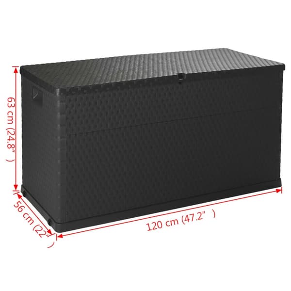 The Living Store udendørs opbevaringkasse 120x56x63 cm polyrattan antracitgrå -  Udendørs opbevaringskasser