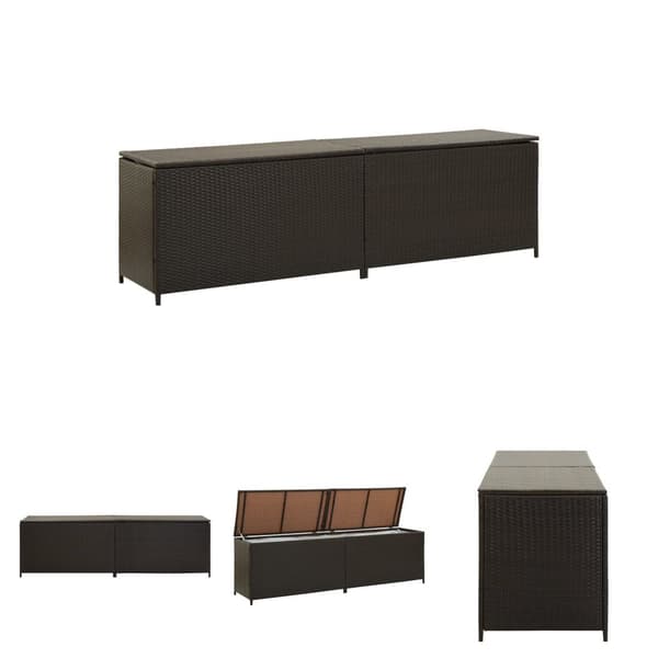 The Living Store Puutarhan säilytyslaatikko polyrottinki 200x50x60 cm ruskea - Ulkotilan säilytyslaatikot