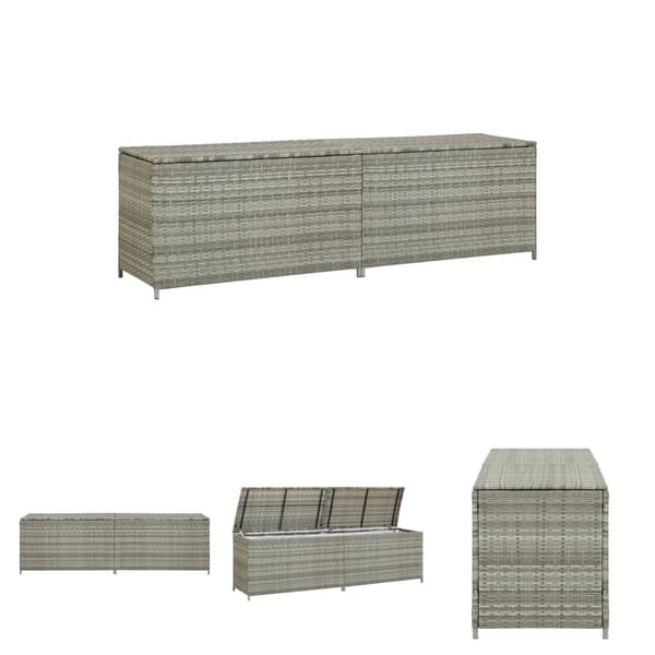 The Living Store Puutarhan säilytyslaatikko polyrottinki 200x50x60 cm harmaa -  Ulkotilan säilytyslaatikot