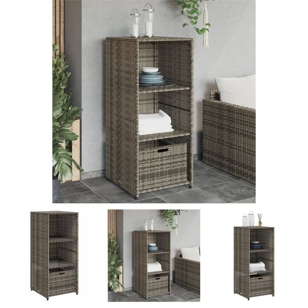 The Living Store Puutarhan säilytyskaappi harmaa 50x55x115 cm polyrottinki -  Ulkotilan säilytyslaatikot