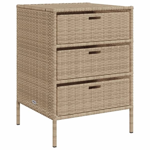 The Living Store Puutarhan säilytyskaappi beige 55x59x80 cm polyrottinki - Ulkotilan säilytyslaatikot