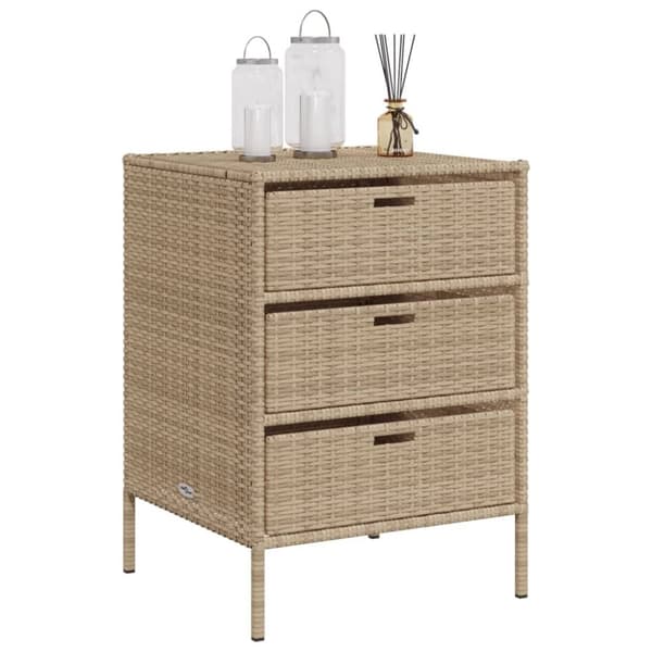 The Living Store Puutarhan säilytyskaappi beige 55x59x80 cm polyrottinki - Ulkotilan säilytyslaatikot