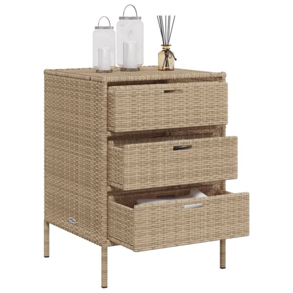 The Living Store Puutarhan säilytyskaappi beige 55x59x80 cm polyrottinki - Ulkotilan säilytyslaatikot