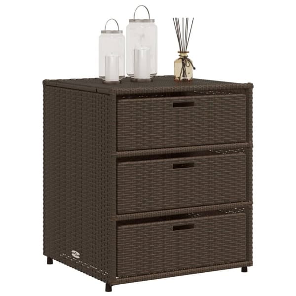 The Living Store opbevaringsskab til haven 55x59x69 cm polyrattan brun -  Udendørs opbevaringskasser