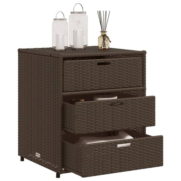 The Living Store opbevaringsskab til haven 55x59x69 cm polyrattan brun -  Udendørs opbevaringskasser