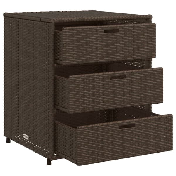 The Living Store opbevaringsskab til haven 55x59x69 cm polyrattan brun -  Udendørs opbevaringskasser