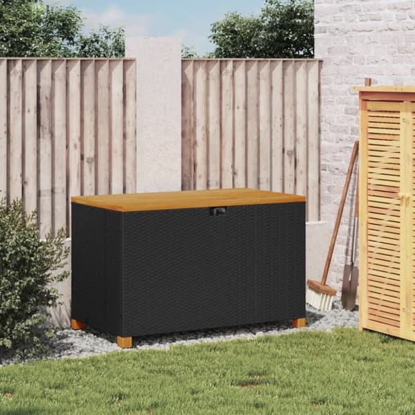 The Living Store Dynbox svart 110x55x63 cm konstrotting akaciaträ -  Dynboxar