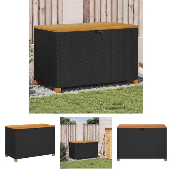 The Living Store Dynbox svart 110x55x63 cm konstrotting akaciaträ -  Dynboxar
