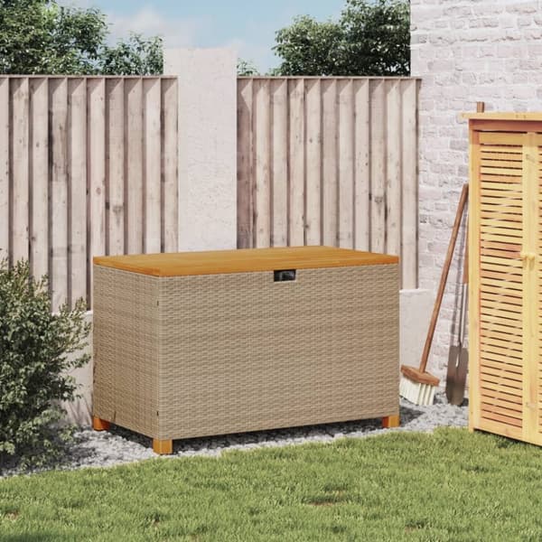 The Living Store opbevaringsboks til haven 110x55x63 cm polyrattan akacie beige -  Udendørs opbevaringskasser