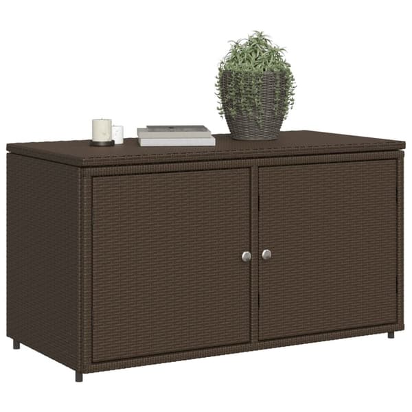 The Living Store opbevaringsskab til haven 110x55x60,5 cm polyrattan brun -  Udendørs opbevaringskasser