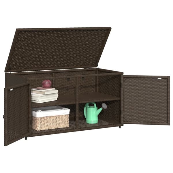 The Living Store opbevaringsskab til haven 110x55x60,5 cm polyrattan brun -  Udendørs opbevaringskasser