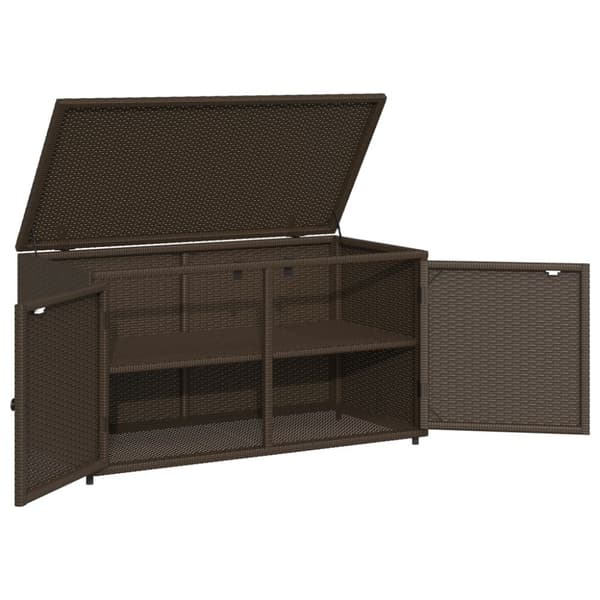 The Living Store opbevaringsskab til haven 110x55x60,5 cm polyrattan brun -  Udendørs opbevaringskasser