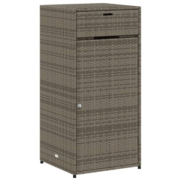 The Living Store opbevaringsskab til haven 55x55x111 cm polyrattan grå -  Udendørs opbevaringskasser